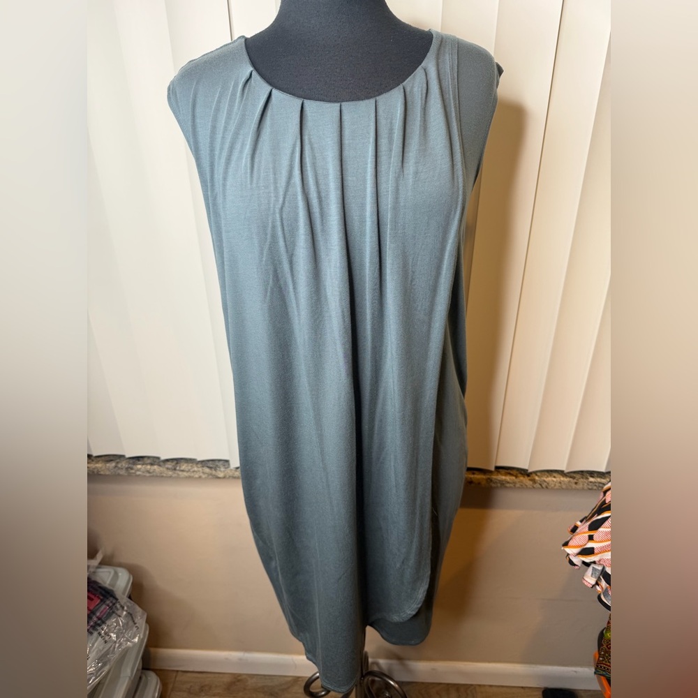Garnet Hill Grey Pleated Knit Wrap Dress Minimalist Relaxed Fit Size Small